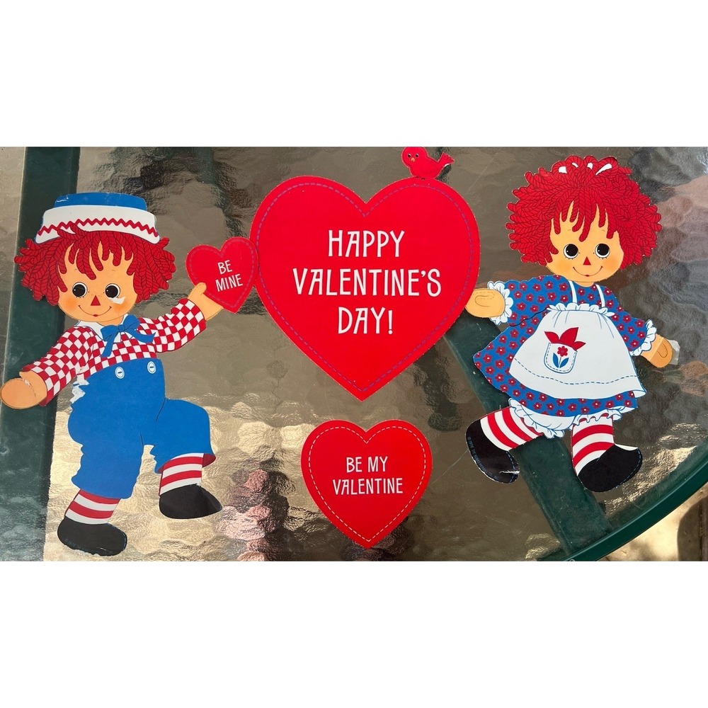 1976 valentines day diecuts raggedy ann and andy the bobbs-merrill co.‎ 12"x8"